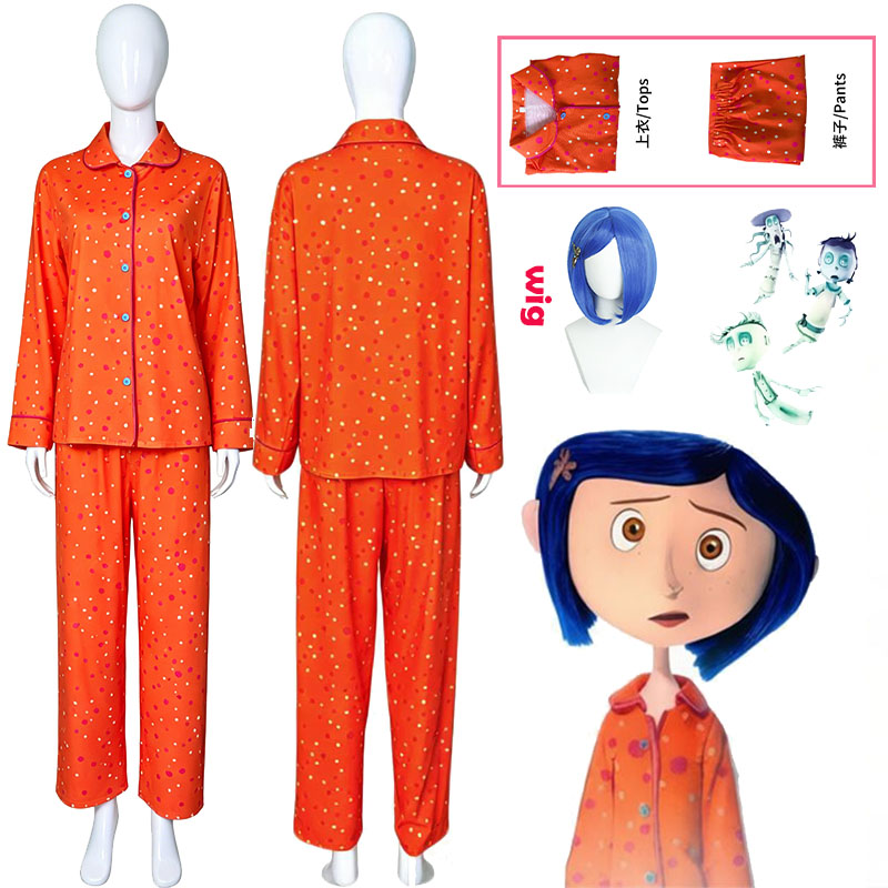 Cosplay Props - Movie Coraline Cosplay Pajamas Costume Orange