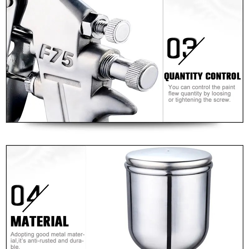 F-75 Spray Gun 1.5mm Nozzle wi - Metallic Spray Paint avaliação e preço