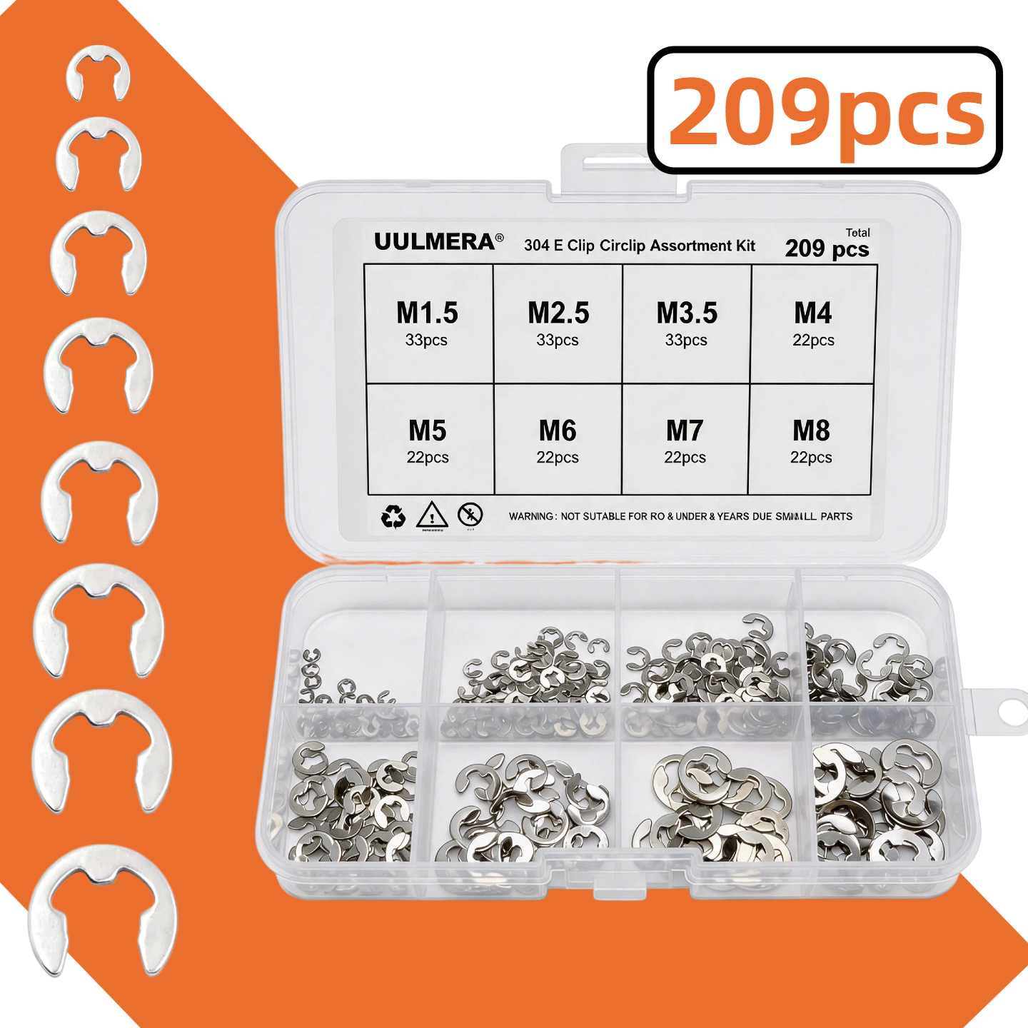 E-Clip Snap Ring Set 269/209/4 - Snap Fastener Set avaliação e preço