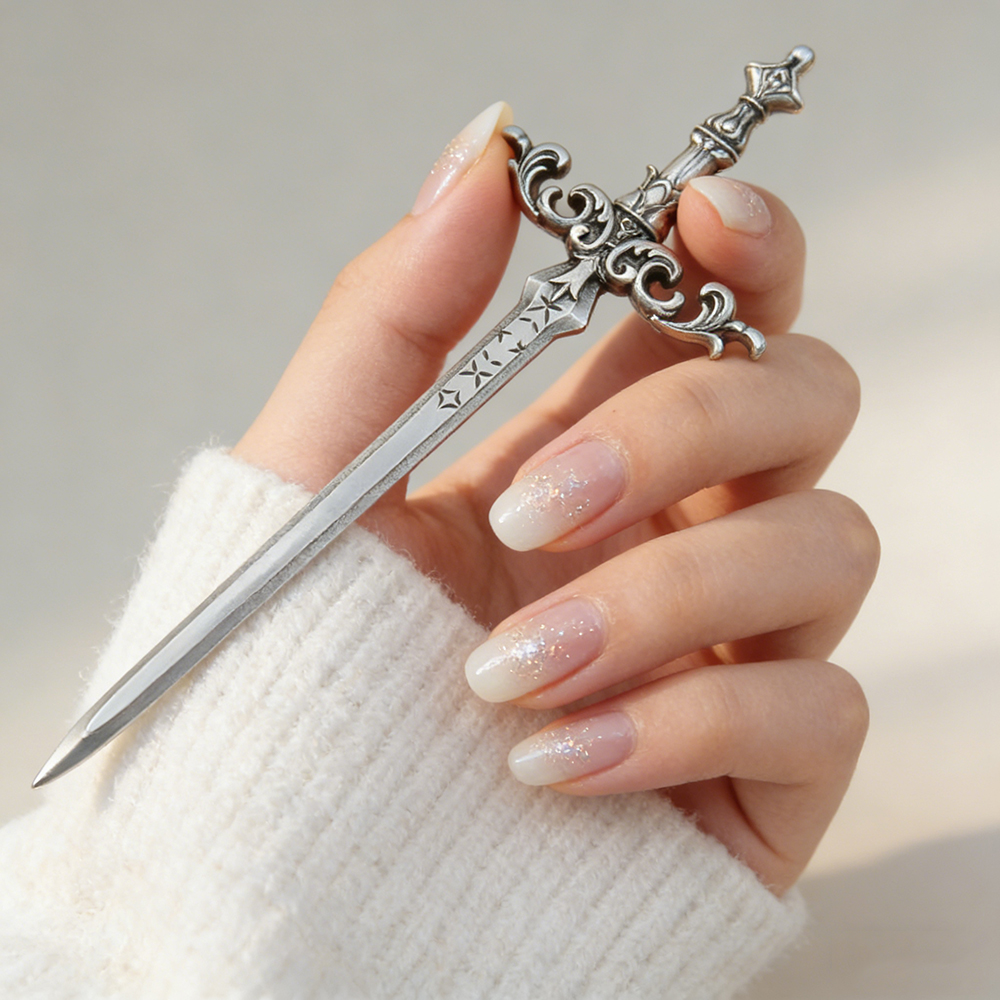 1pc Silver-Tone Sword Hair Sti - Cosplay Prop Dagger avaliação e preço