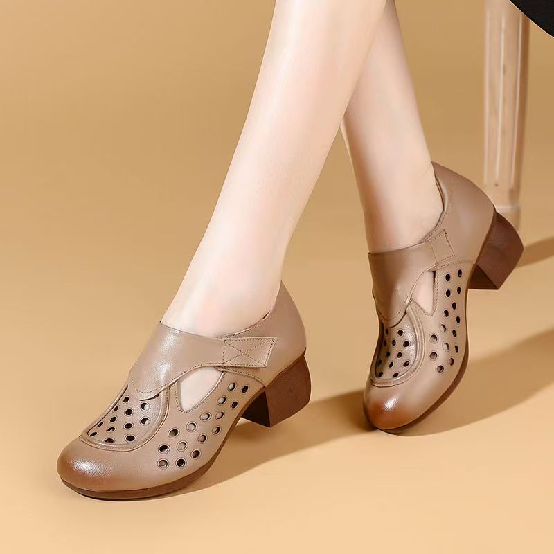Women's Summer New Leather Hol - Velcro Hook Loop avaliação e preço