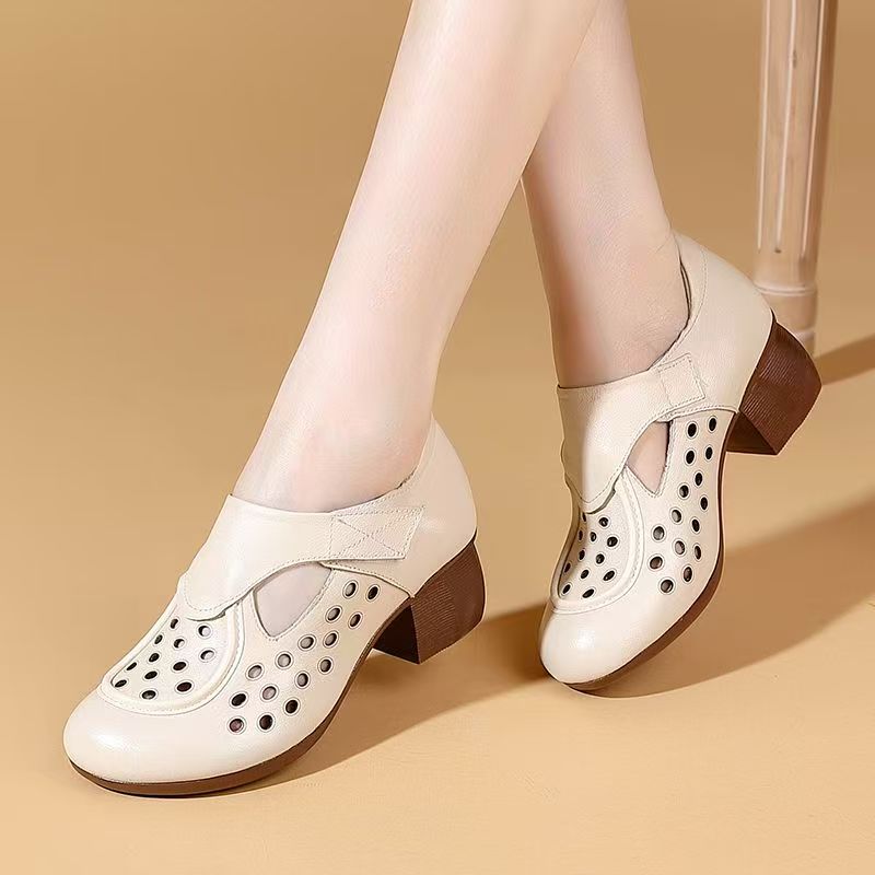 Women's Summer New Leather Hol - Velcro Hook Loop avaliação e preço
